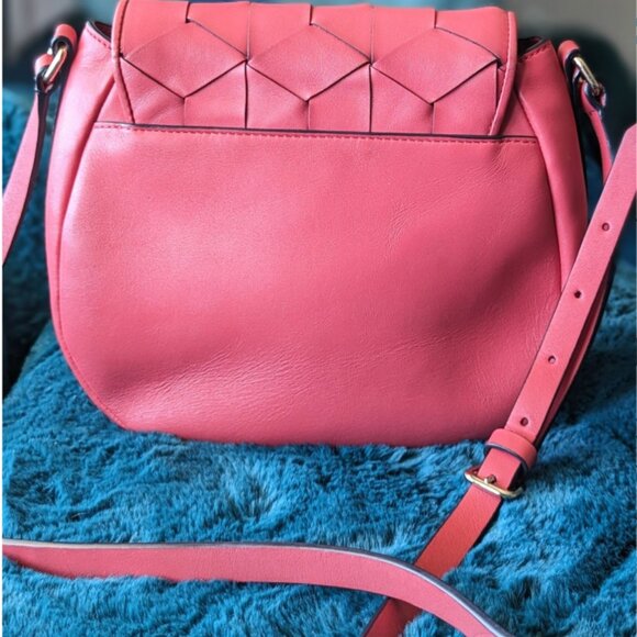 REAL LEATHER! Coral Woven Welden Crossbody Bag - Picture 2 of 6